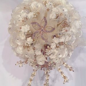 Silk Flower and Swarovski Crystal Bouquet and Head piece